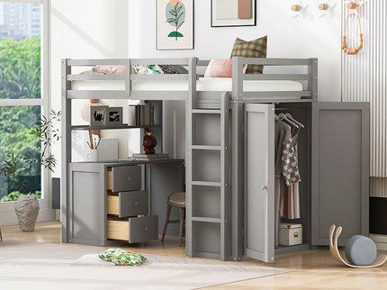 Loft Bed With Drawers, Desk, And Wardrobe
