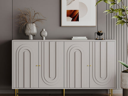 Modern Lacquered 4 Door Cabinet Sideboard Buffet Server Cabinet Storage Cabinet, For Living Room, Entryway, Hallway, Office, Kitchen And Dining Room