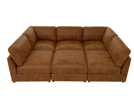 Modular Upholstered Sectional, Medium Firm Seat Cushion, Custom Configuration - Brown