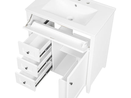 Modern Bathroom Vanity With Sink, 3 Drawers And Adjustable Shelf