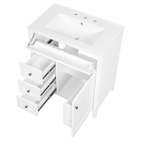 Modern Bathroom Vanity With Sink, 3 Drawers And Adjustable Shelf