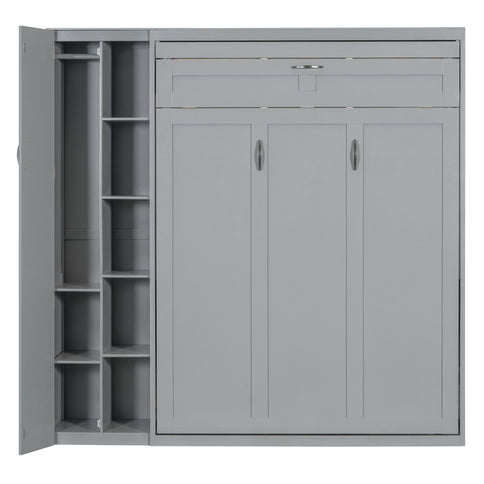 Murphy Wall Bed With Shelves, Wardrobe And LED Lights