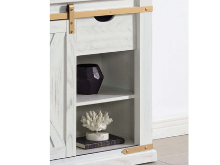 Console Table With Storage Drawer And Open Shelves - Antique White / Gold