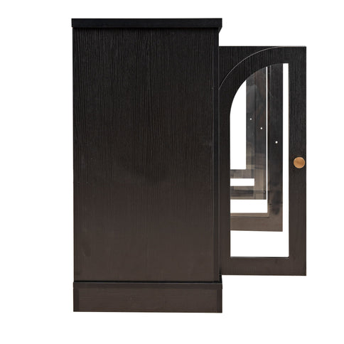Modern Arched Glass Sideboard With 6 Doors, Buffet Cabinet With Storage And Adjustable Shelves