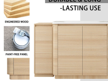 Freestanding Bathroom Vanity With Sink, 2 Small Storage Cabinets, Soft Close Doors