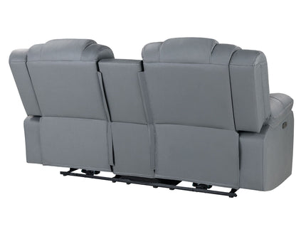 Raize - 10 Power Console Reclining Loveseat With LED And Immersive Sound - Gray