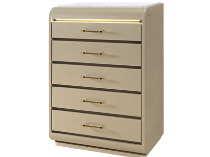 Gigi - Chest With LED Lights Chest, 5 Drawers, LED Lighting, Rounded Edges - Gold