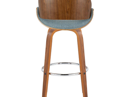 Fabrizzi - Mid Century Modern Fixed Height Barstool With Swivel With Round Footrest (Set of 2)