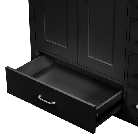 Bathroom Vanity With Sink Combo, 2 Soft Close Doors And 5 Drawers