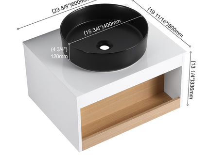 Floating Bathroom Vanity With Glossy Round Vessel Sink