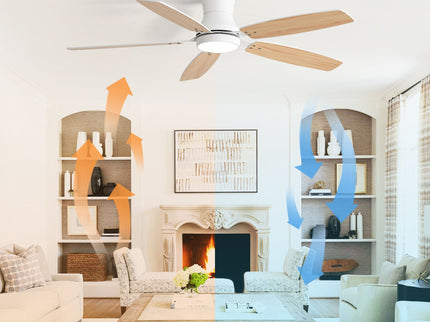 42" Ceiling Fan With Light, Tri Color Dimmable, DC Motor, 5 Blades