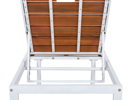 Outdoor Chaise Pool Lounge Chairs With Adjustable Backrest - Brown / White