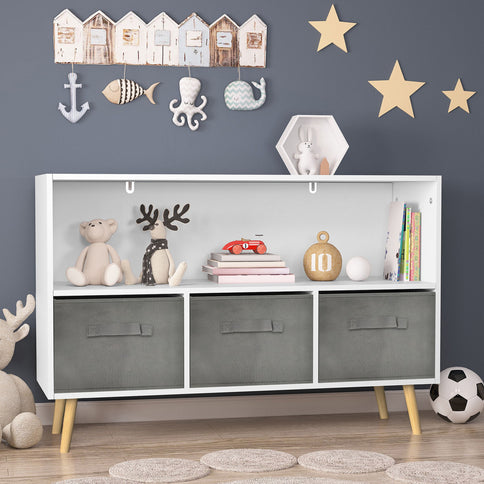 Bookcase With Collapsible Drawers, Book Display Organizer