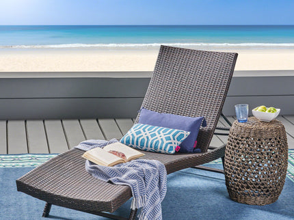 Kauai - Modern Style Pe Wicker Chaise Lounge - Brown Multi