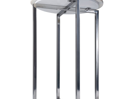 Marsden - Side Table With Polished Base - White / Silver