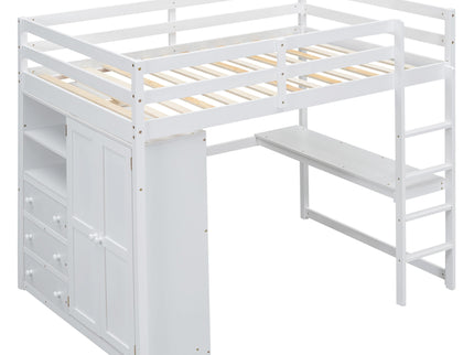 Loft Bed With Built In Wardrobe, Shelves And Drawers