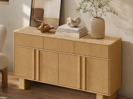 Sideboard Buffet Cabinet With 3 Drawers And 4 Doors For Dining Room