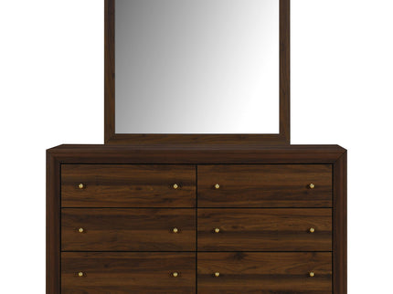 Anza - 6 Drawer Dresser With Mirro - Walnut