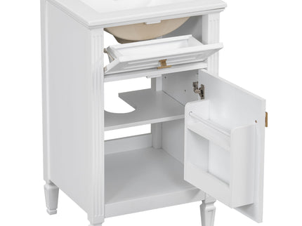 Bathroom Vanity With Sink, Adjustable Shelf, Tilt-Out Drawer