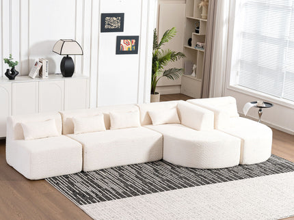 Upholstered Sofa Free Combined Sofa Couch With 2 Chaise Lounge And Five Back Pillows For Living Room