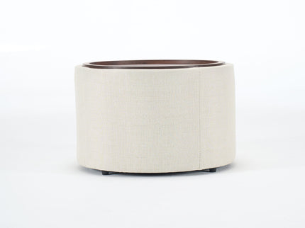 Nesting Ottomans, Round Coffee Table & Bench With Tray (Set of 2)