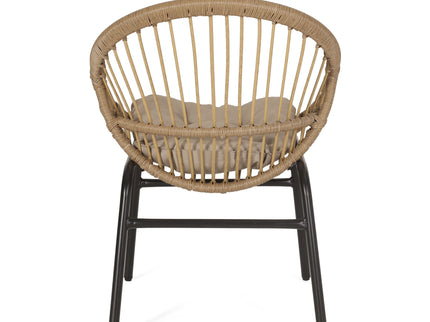 Outdoor Accent Chair With Curved Back And Basket Frame, (Set of 2) - Light Brown / Beige