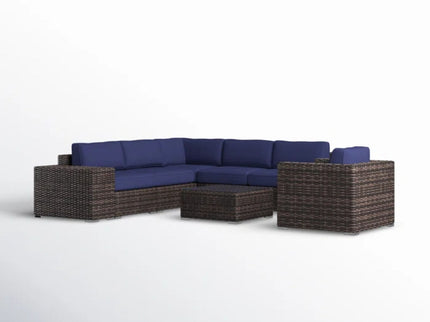 Wicker Seating Group Set With Table And Cushions