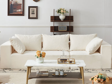 Coffee Table Rectangular Center Table For Living Room Open Space Side Table With Metal Frame - Golden / White