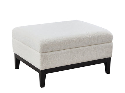 Upholstered Storage Ottoman With Reversible Lid Coffee Table With Rubberwood Legs