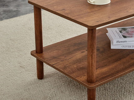Modern 2 Tier Coffee Table With Open Storage Shelf For Living Room