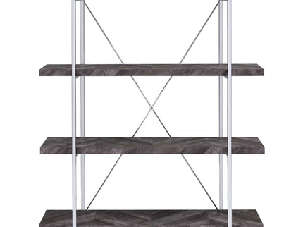 Herringbone - Bookcase With Full Length Shelf - Gray