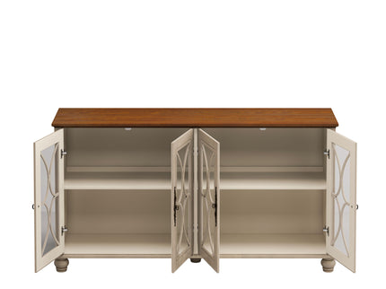 Elegant 4 Door Cabinet With Tempered Glass Doors