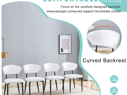 Minimalist Ergonomic Dining Chair With Curved Backres (Set of 4)