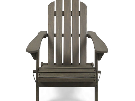 Outdoor Foldable Adirondack Chair With Hand Crafted Details - Gray