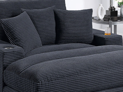 Upholstered Chaise Lounge With Cup Holders USB Port And Pillows