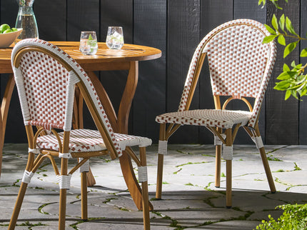 Outdoor Rattan And Aluminum French Bistro Chairs Set