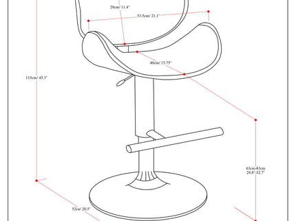 Marana - Multifunctional Handcrafted Bentwood Adjustable Swivel Bar Stool