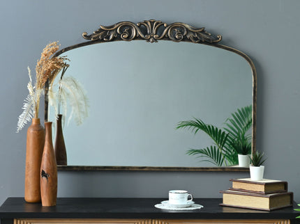 Handmade Arched Mirror, Ornate Baroque For Entryway - Antique Bronze