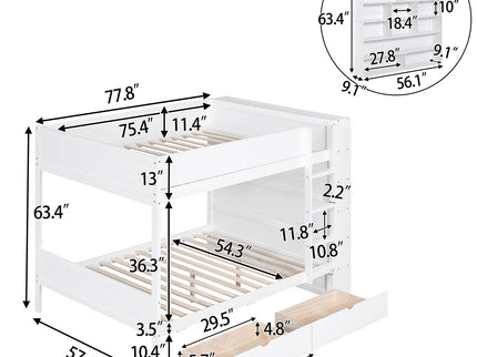 Bunk Bed With 2 Drawers And Multi Layer Cabinet