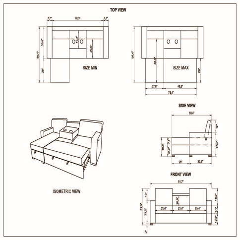 Territory - Pull Out Sofa Bed With Design - Dark Gray