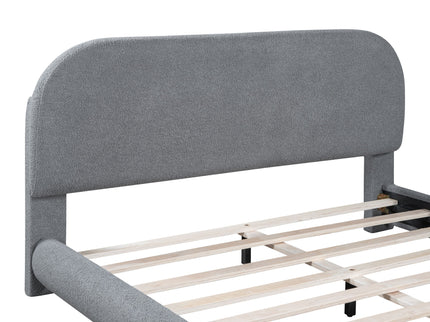 Upholstered Platform Bed With Thick Solid Frame And Stylish Curve-Shaped Design