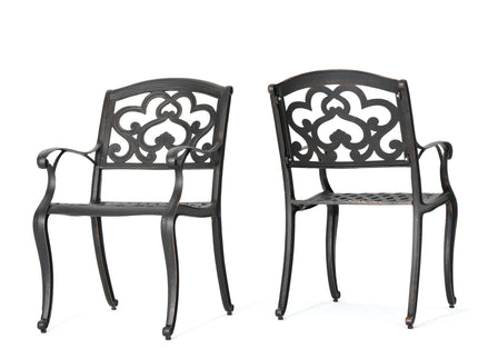 Cast Aluminum Dining Chair With Hand Crafted Details - Copper