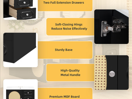 Bathroom Vanity Cabinet With Sink, 2 Drawers - Black