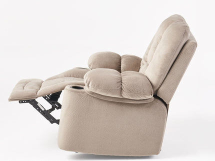 Luxurious Manual Recliner Chair With Skin-Friendly Fabric And Dual Cup Holders