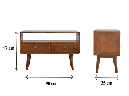 Solid Wood Curved Media Unit