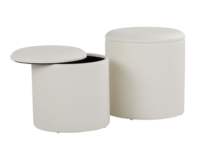 Maverick - Contemporary Nesting Ottoman Set With - Cream