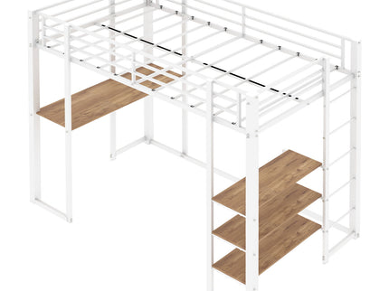 Bunk Bed With L-Shaped Desk And Dual Side Stairs