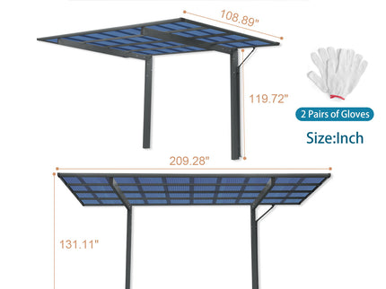 Outdoor Carport, Single Carport Aluminum Metal Frame And Polycarbonate Panels Car Port For Outdoor Driveway Car, Truck - Charcoal