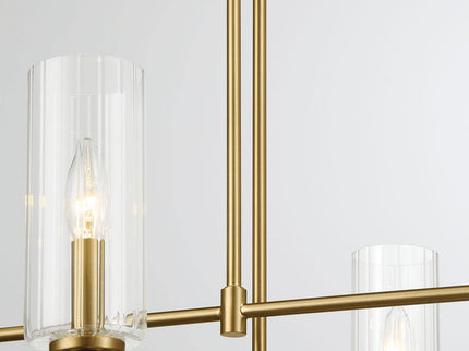 Enigma - 4 Lights Chandelier With Clear Ribbed Satin - Antique Brass / Clear / Gold