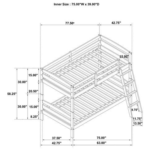 Kerr - Twin Over Twin Bunk Bed - Gray